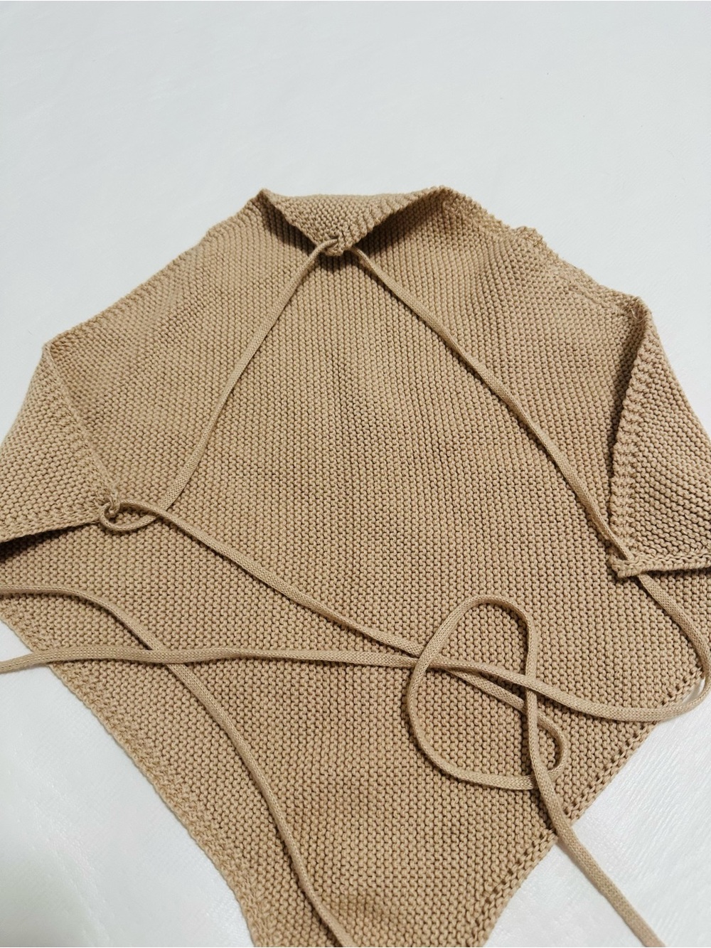 Knit Tie-Back Crop Top in Tan - Picture 2 of 8